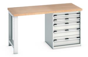 840mm High Benches Bott Bench 1500x750x840mm with MPX Top and 5 Drawer Cabinet